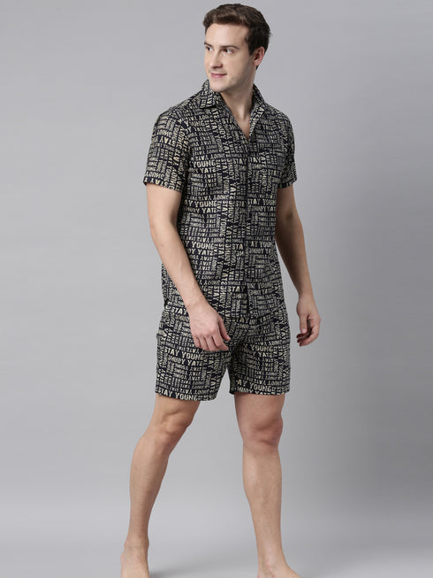 Navy Blue Printed Co-Ord Set