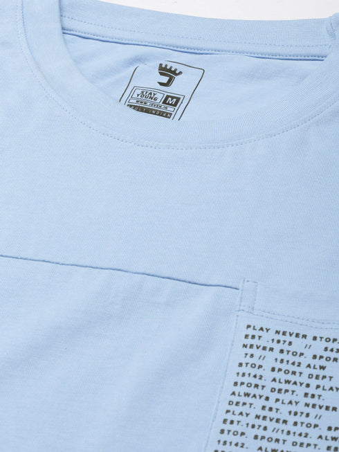 Blue Solid Oversized Crew Neck T-shirt