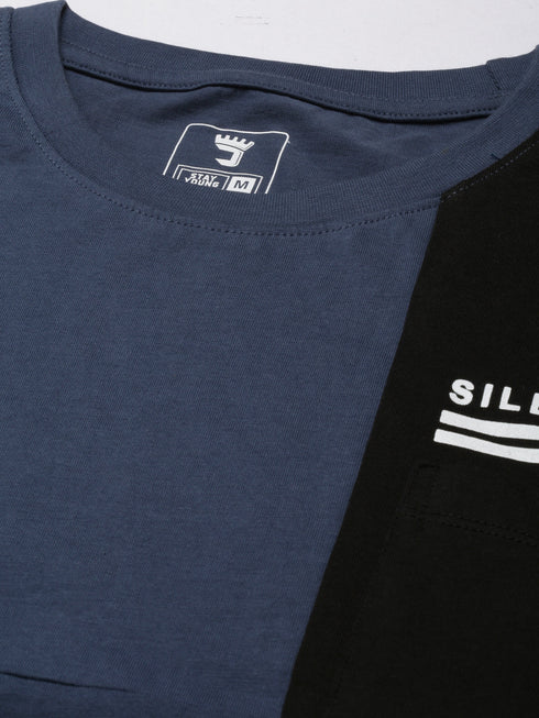 Navy Blue Printed Crew Neck T-shirt