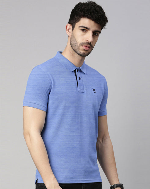 Blue Mélange Solid Polo T-shirt