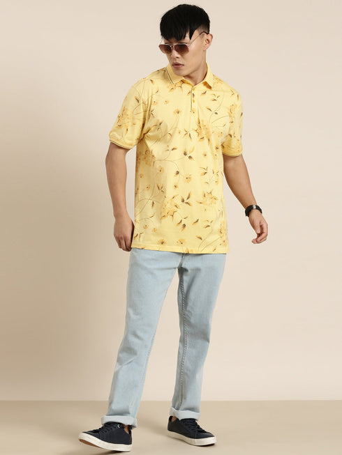 Yellow Printed Polo T-shirt