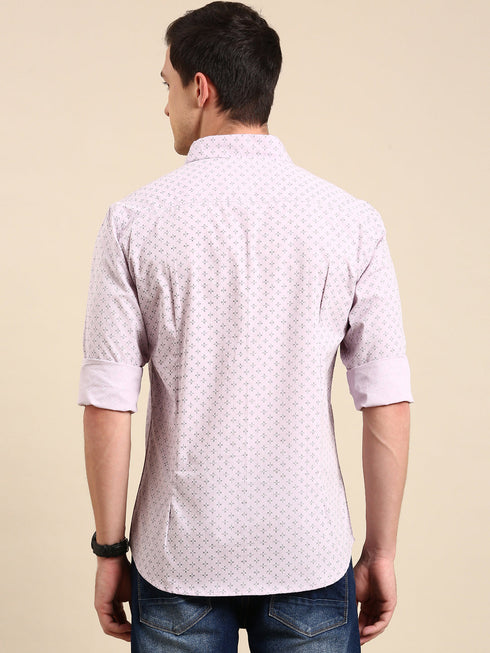 Lavender Printed Full Sleeves Shirt