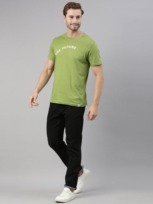 Green Printed Crew Neck T-shirt