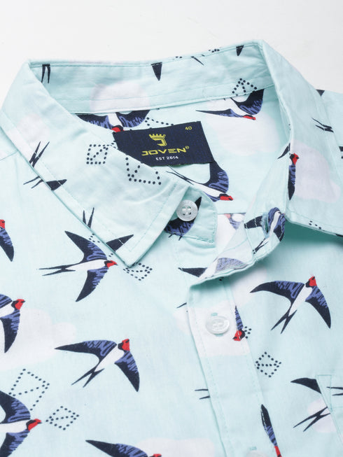 Blue Printed Full Sleeves Shirt