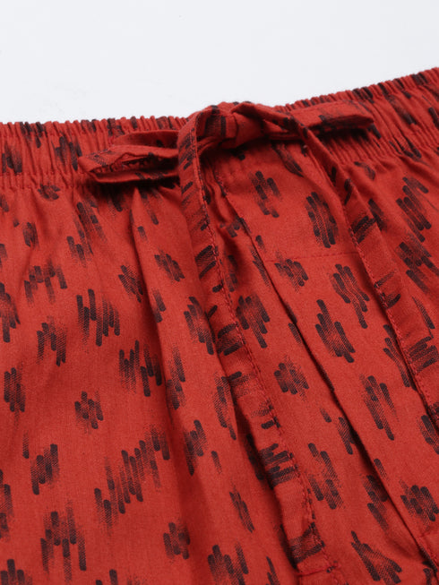 Rust Orange Printed Pyjamas