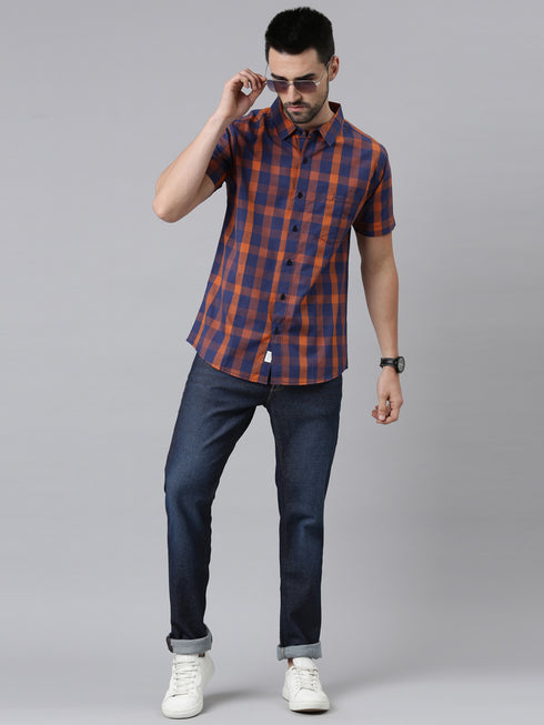 Blue Checks Short Sleeves Shirt