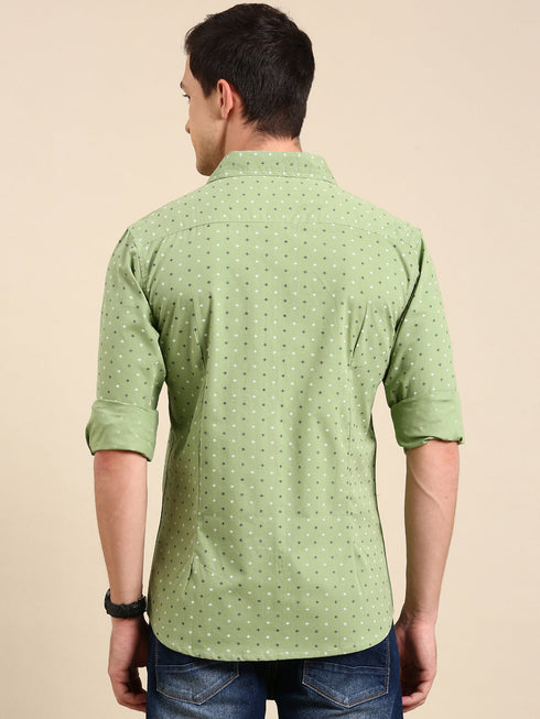 Green Printed Full Sleeves Shirt