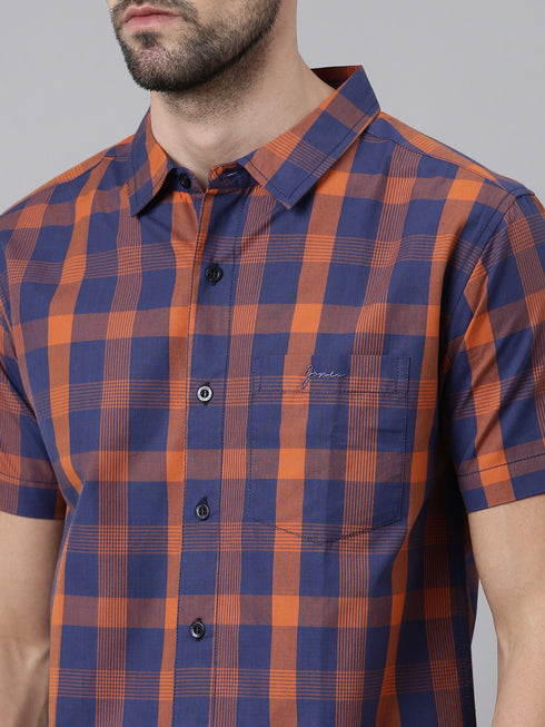 Blue Checks Short Sleeves Shirt
