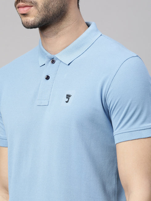 Sky Blue Solid Polo T-Shirt