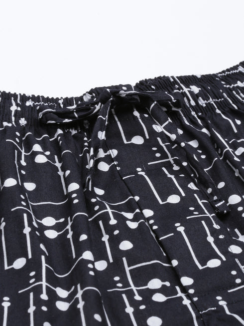 Navy Blue Printed Lounge Pant