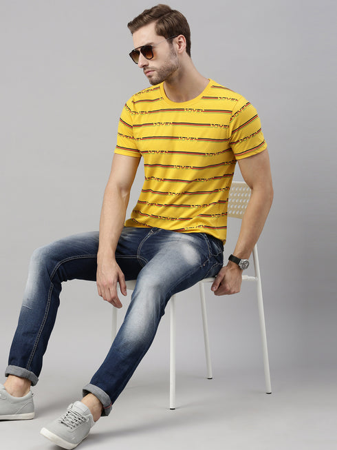 Yellow Printed Crew Neck Tshirt