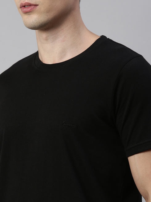 Black Solid Crew Neck T-shirt