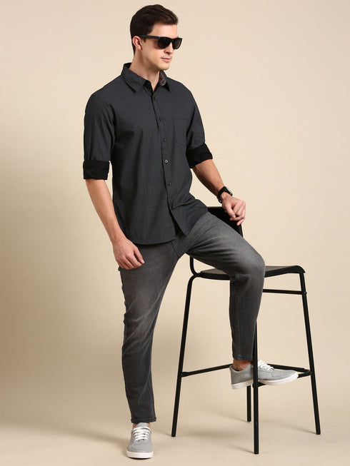 Black Printed Full Sleeves Shirt