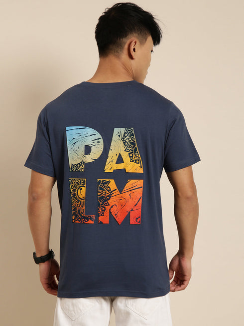 Navy Blue Printed Crew Neck T-shirt