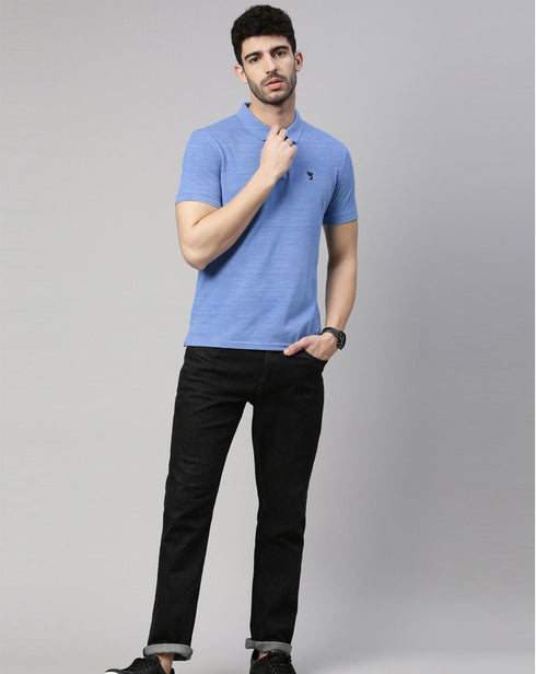 Blue Mélange Solid Polo T-shirt