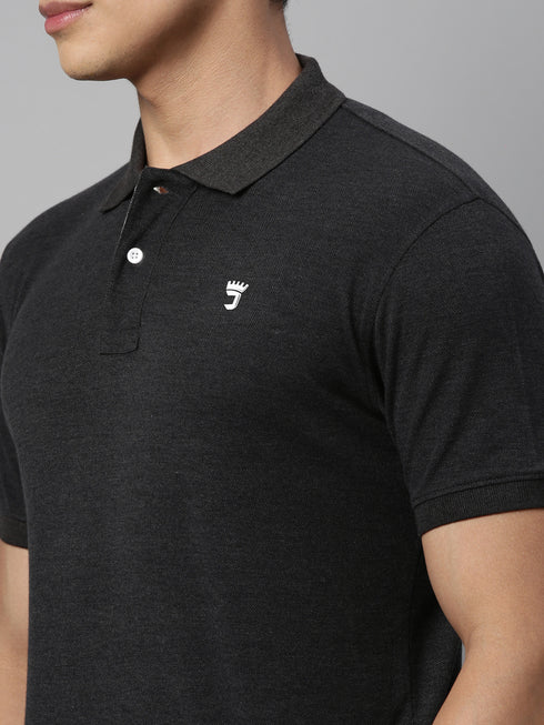 Black Solid Polo T-shirt