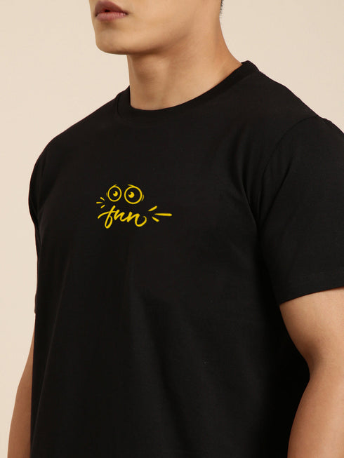 Black Solid Oversized Crew Neck T-shirt