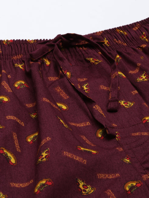 Burgundy Printed Lounge Pant