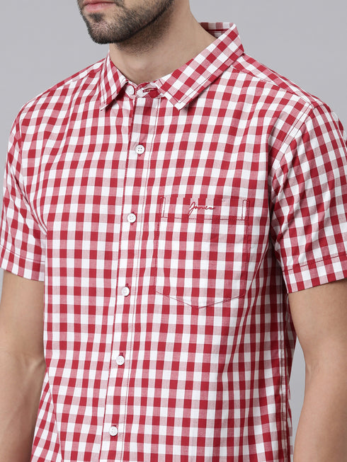 Red Checks Short Sleeves Shirt