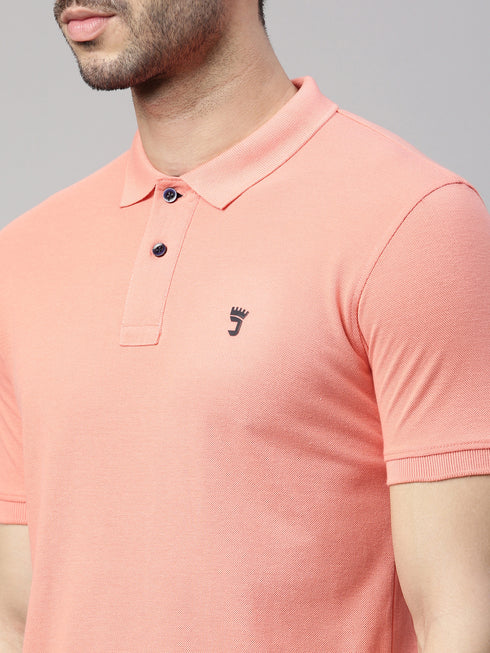 Peach Solid Polo Tshirt