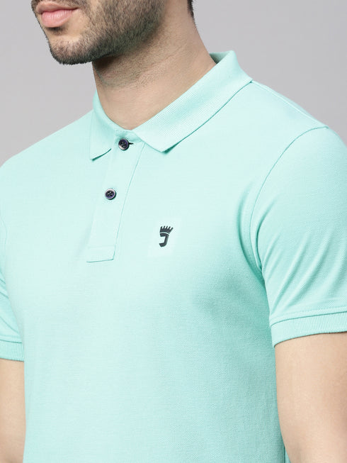 Sea Green Solid Polo Tshirt