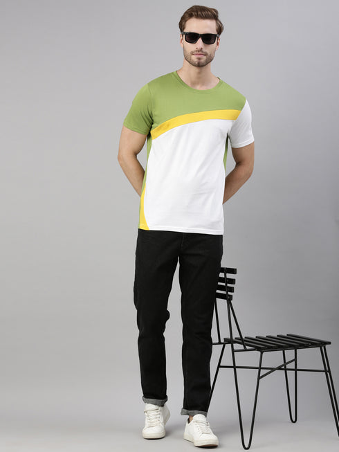 Multicolour Colourblocked Crew Neck Tshirt