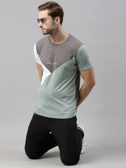 Multicolour Colourblocked Crew Neck Tshirt
