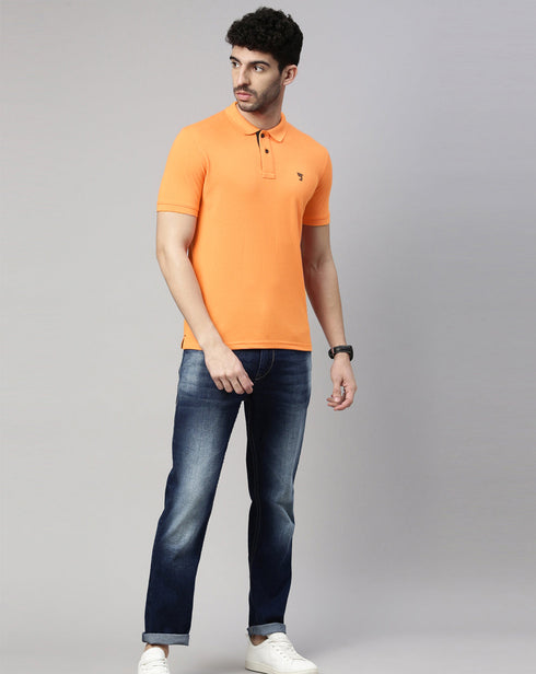 Orange Solid Polo T-shirt