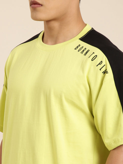 Green Printed Oversized Crew Neck T-shirt