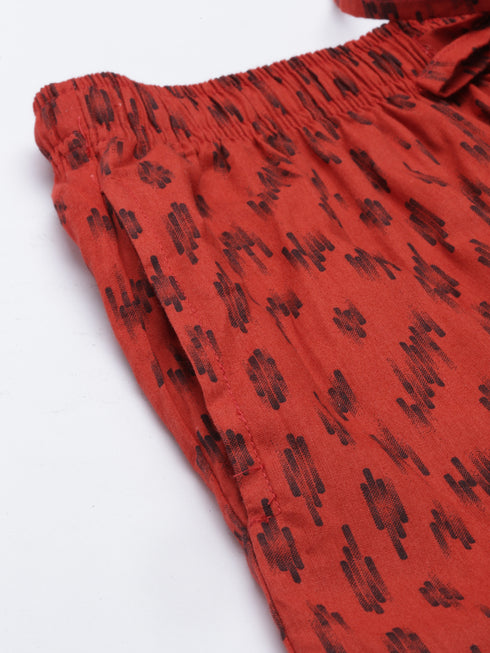 Rust Orange Printed Pyjamas
