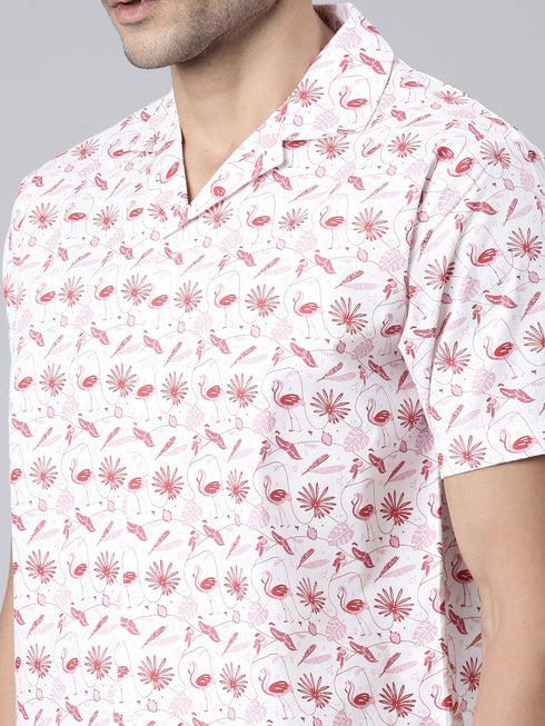 White Printed Short Sleeves Shirt