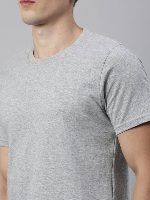 Grey Mel Solid Crew Neck T-Shirt