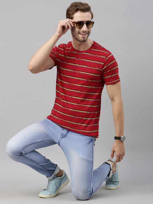 Red Printed Crew Neck Tshirt