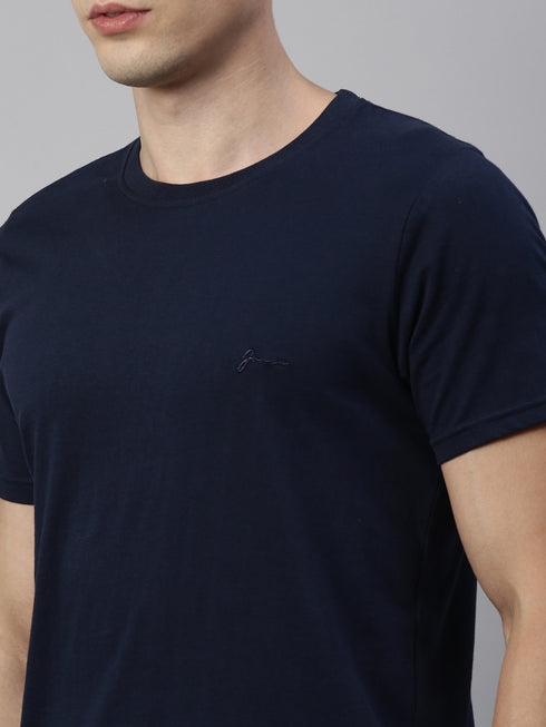 Dark Navy Blue Solid T-Shirt