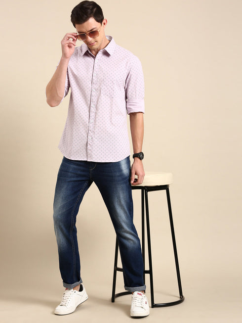 Lavender Printed Full Sleeves Shirt