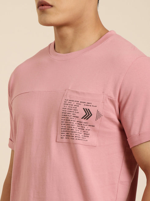 Pink Printed Crew Neck T-shirt