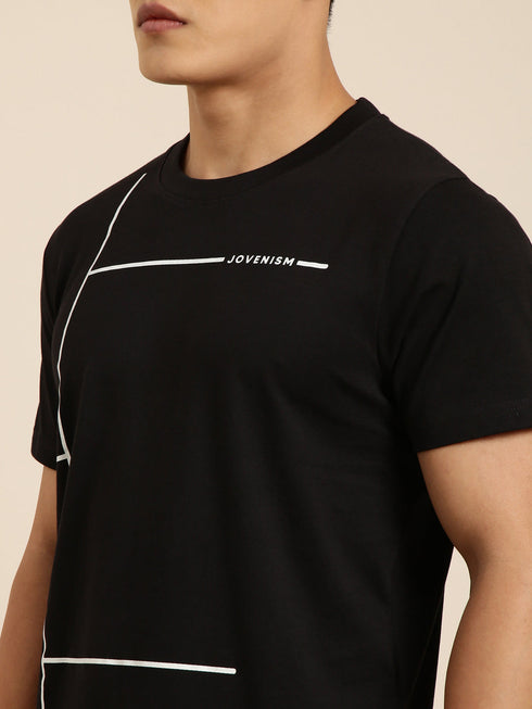 Black Printed Crew Neck T-shirt