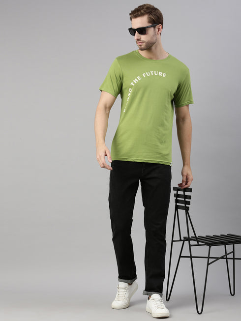 Green Printed Crew Neck T-shirt