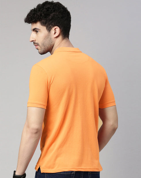 Orange Solid Polo T-shirt