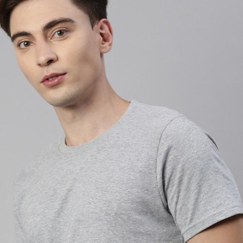 Grey Mel Solid Crew Neck T-Shirt