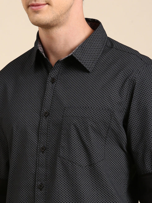 Black Printed Full Sleeves Shirt