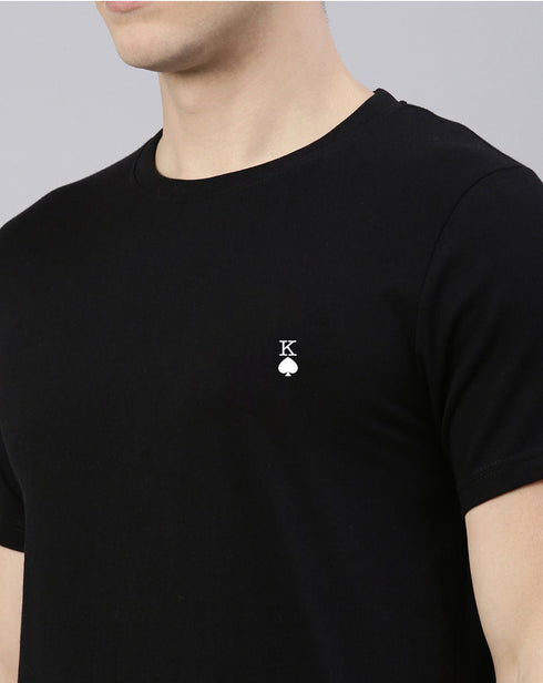 Black Solid Oversized Crew Neck T-shirt