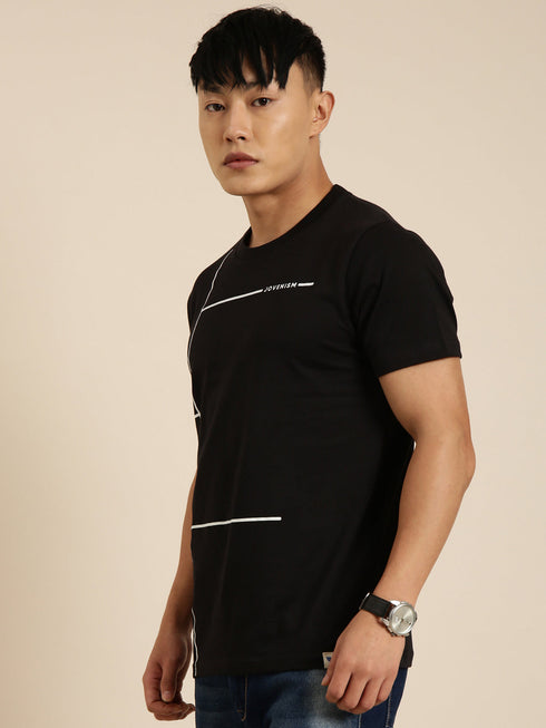 Black Printed Crew Neck T-shirt