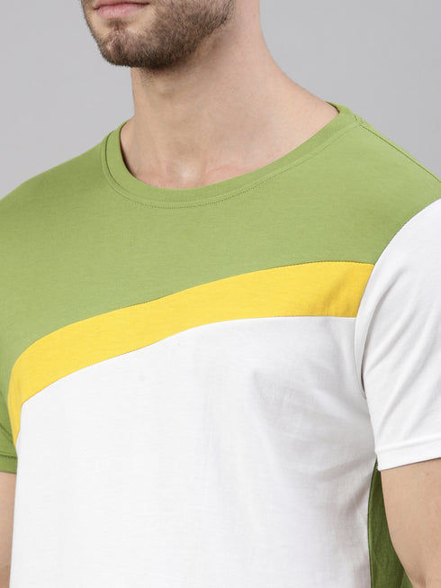 Multicolour Colourblocked Crew Neck Tshirt
