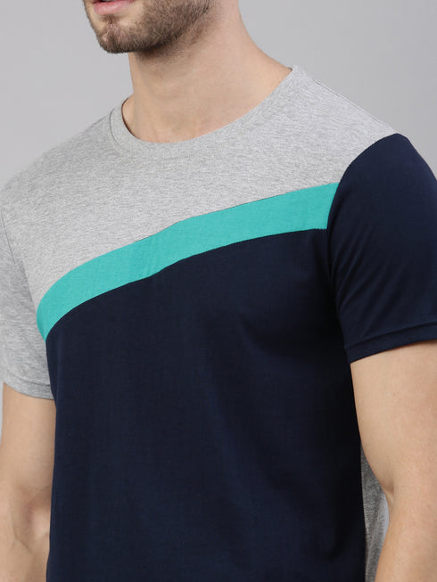 Multicolour Colourblocked Crew Neck Tshirt