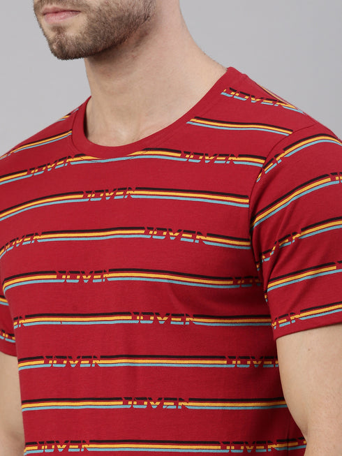 Red Printed Crew Neck Tshirt
