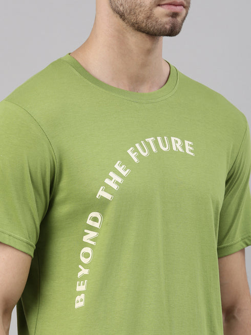 Green Printed Crew Neck T-shirt