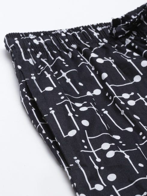Navy Blue Printed Lounge Pant