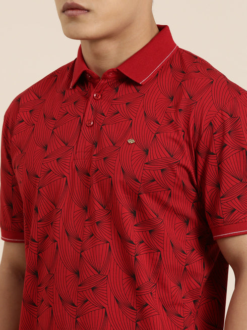 Red Printed Polo T-shirt
