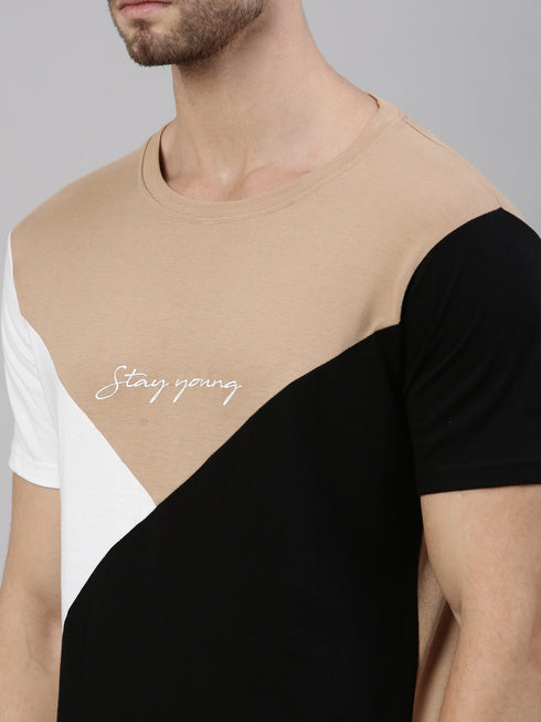 Multicolour Colourblocked Crew Neck Tshirt